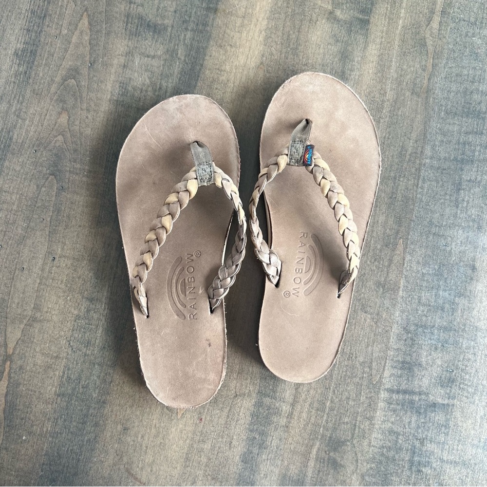 Rainbow Twisted Sister Leather Sandals Braided